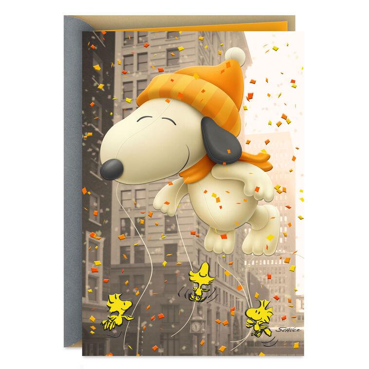 hallmark Peanuts® Snoopy Hot Air Parade Balloon Funny Thanksgiving Card