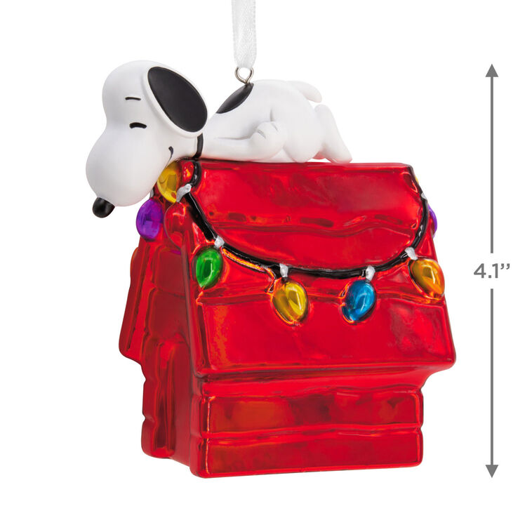 Hallmark Peanuts® Snoopy On Holiday Doghouse Blown Glass Hallmark Ornament