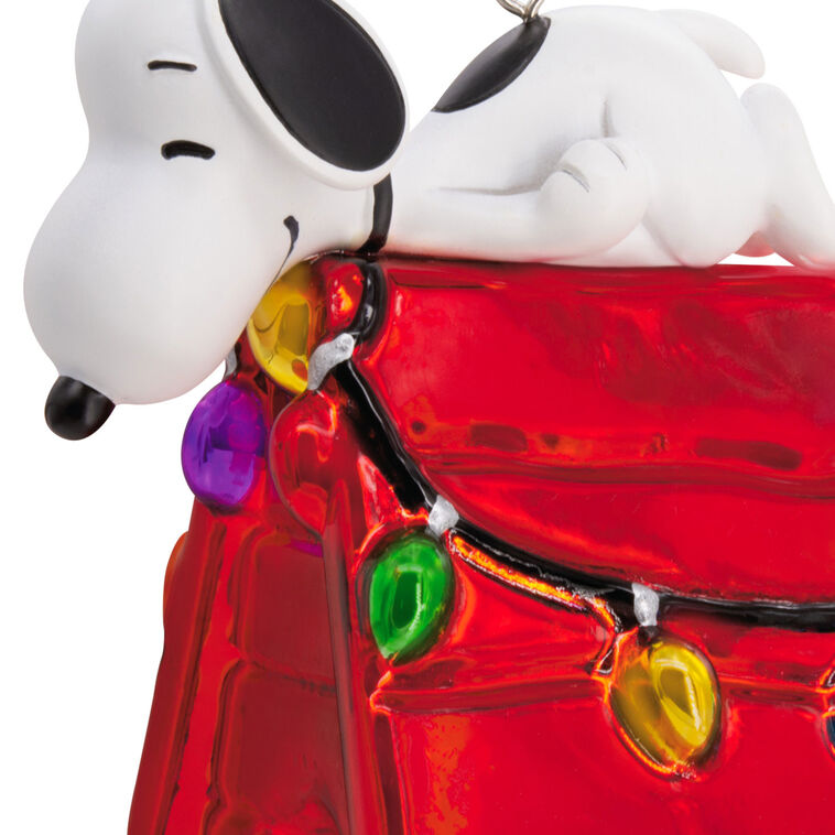Hallmark Peanuts® Snoopy On Holiday Doghouse Blown Glass Hallmark Ornament
