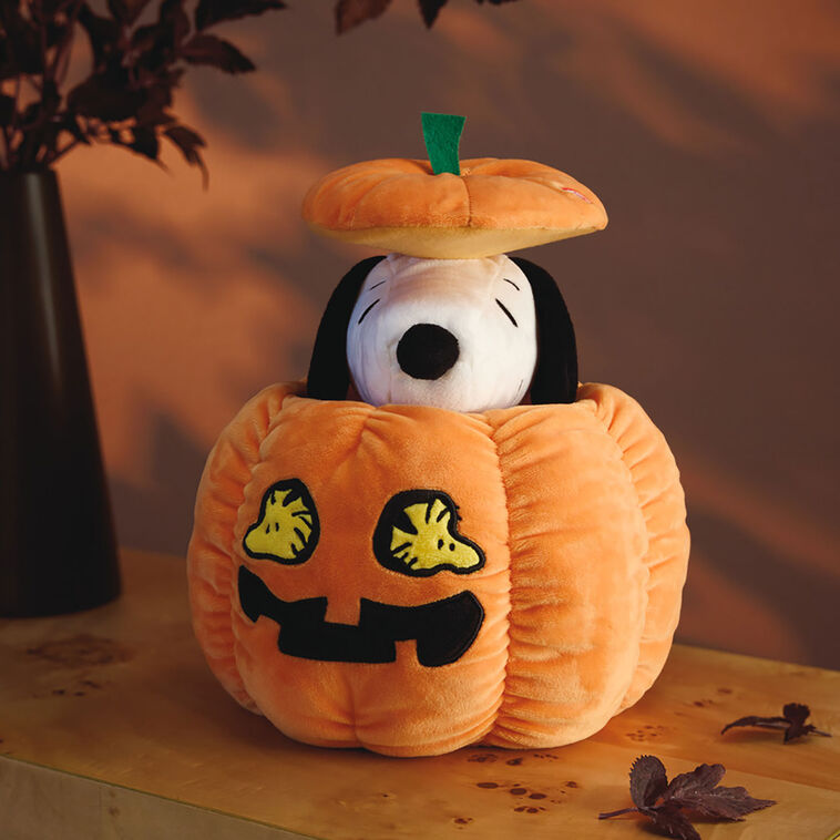 hallmark Peanuts® Snoopy Peek-a-Boo Pumpkin Plush With Sound and Motion 9.6"