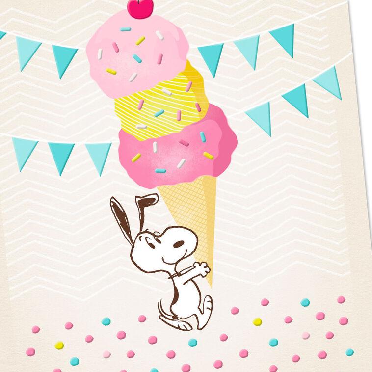 Hallmark Peanuts® Snoopy Super-Duper Triple-Scooper Birthday Card