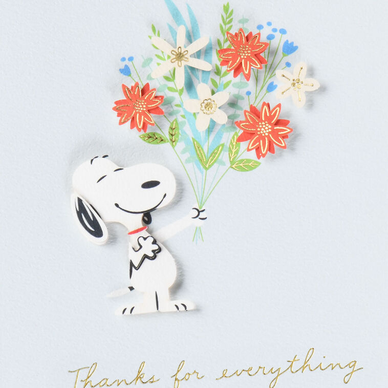 Hallmark Peanuts® Snoopy With Flower Bouquet Thank-You Card