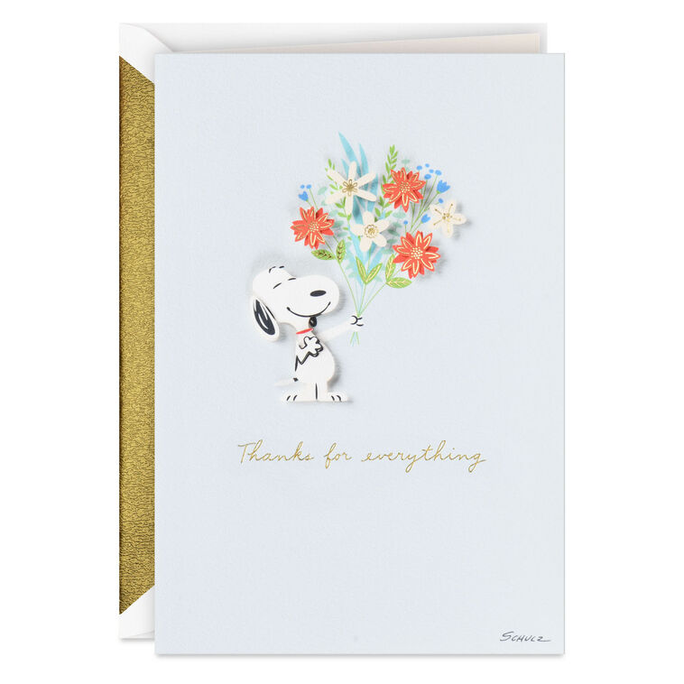 hallmark Peanuts® Snoopy With Flower Bouquet Thank-You Card