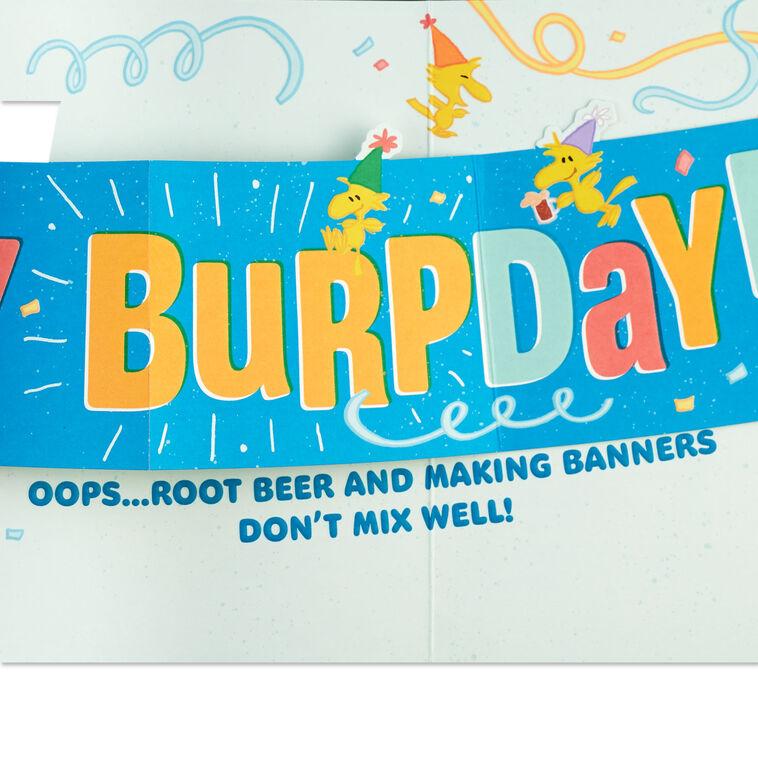 Hallmark Peanuts Snoopy And Woodstock Burpday Banner Funny Birthday Card
