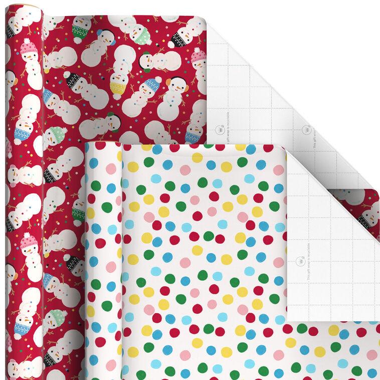Hallmark Penguins Doodles And Polka Dots 6-Pack Assorted Christmas Wrapping Paper Roll Bundle 180 Sq. Ft. Total