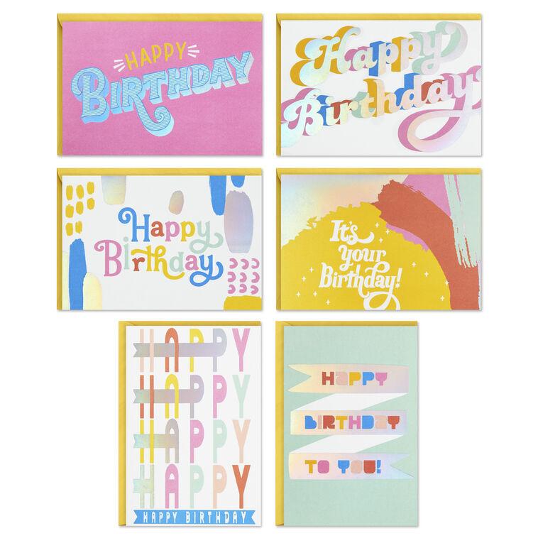 hallmark Peppy Pastels Assorted Birthday Cards Box of 36