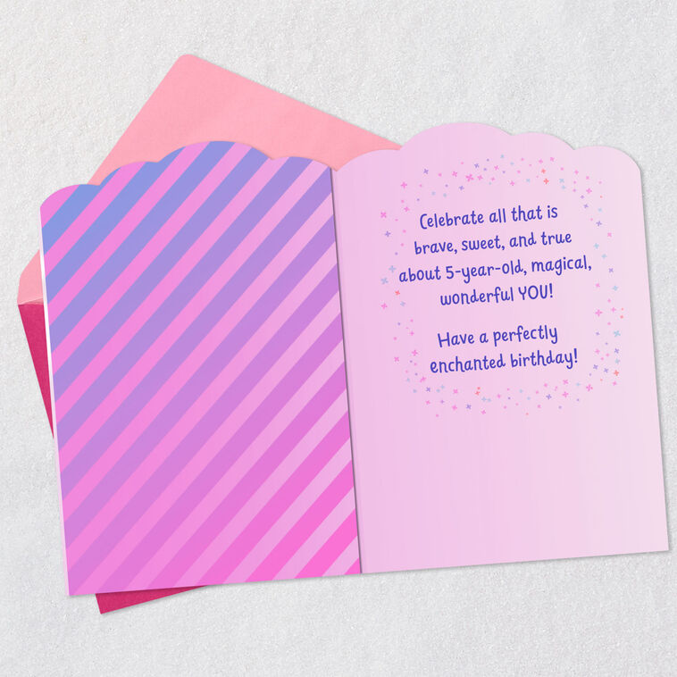Hallmark Perfectly Enchanted Pink Unicorn 5th Birthday Card