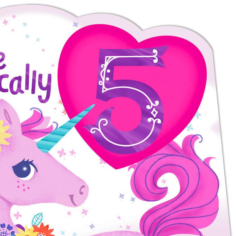 Hallmark Perfectly Enchanted Pink Unicorn 5th Birthday Card