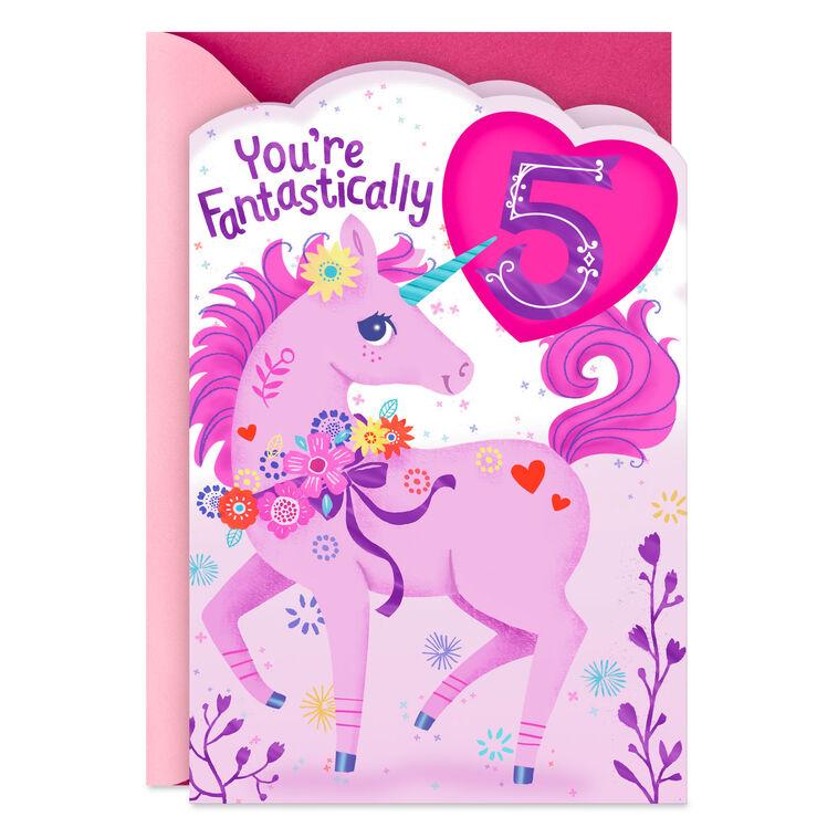 hallmark Perfectly Enchanted Pink Unicorn 5th Birthday Card