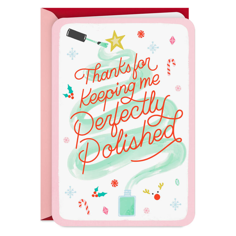 hallmark Perfectly Polished Christmas Thank-You Card for Nail Technician