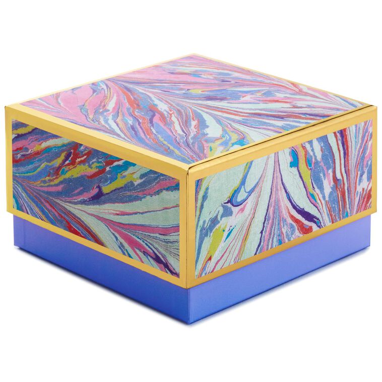 hallmark Periwinkle Marbled Medium Square Gift Box 7"