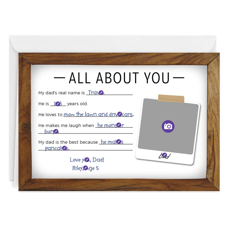 Hallmark Personalized All About Dad Fun List Love Photo Card