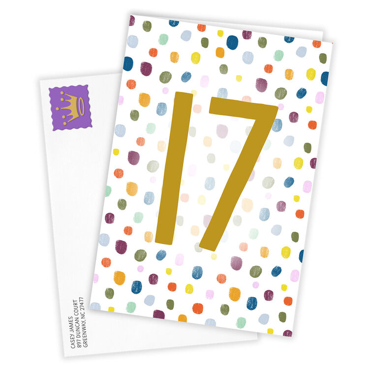 Hallmark Personalized Colorful Confetti Number Milestone Card
