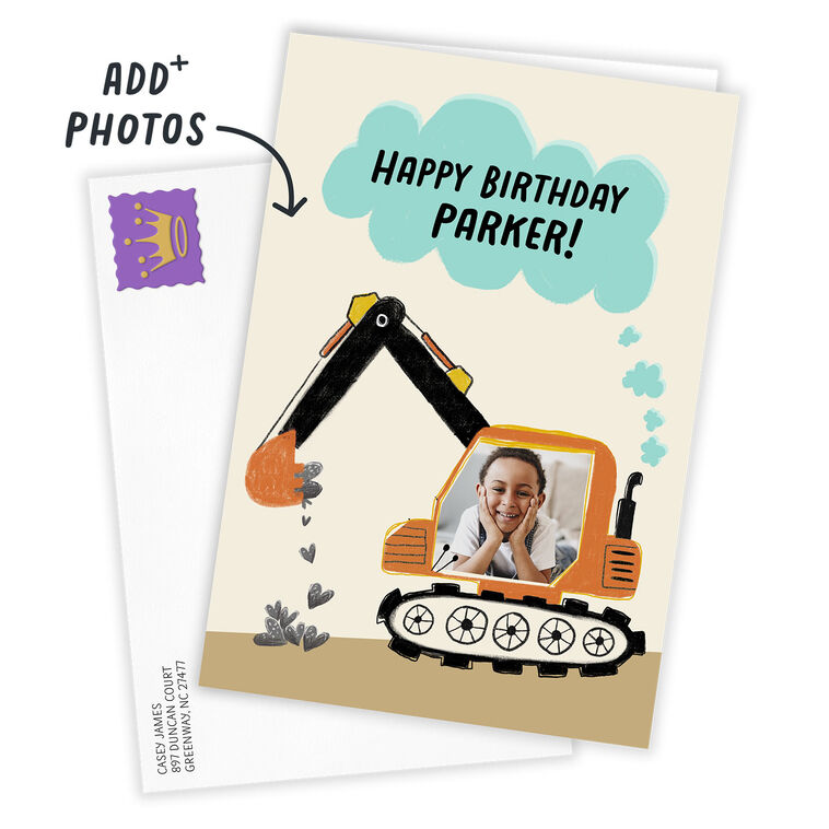 Hallmark Personalized Construction Theme Photo Card For Kid