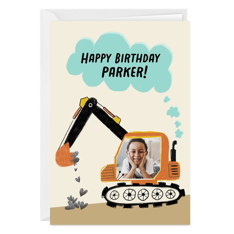 hallmark Personalized Construction Theme Photo Card for Kid