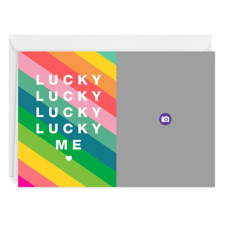Hallmark Personalized Lucky Me Rainbow Stripes Photo Card