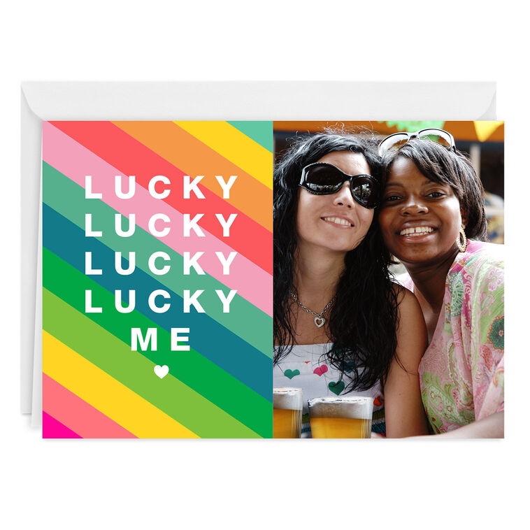 hallmark Personalized Lucky Me Rainbow Stripes Photo Card
