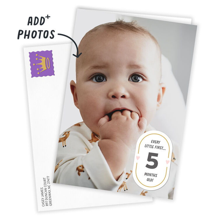 Hallmark Personalized Milestone Badge With Hearts Photo Card