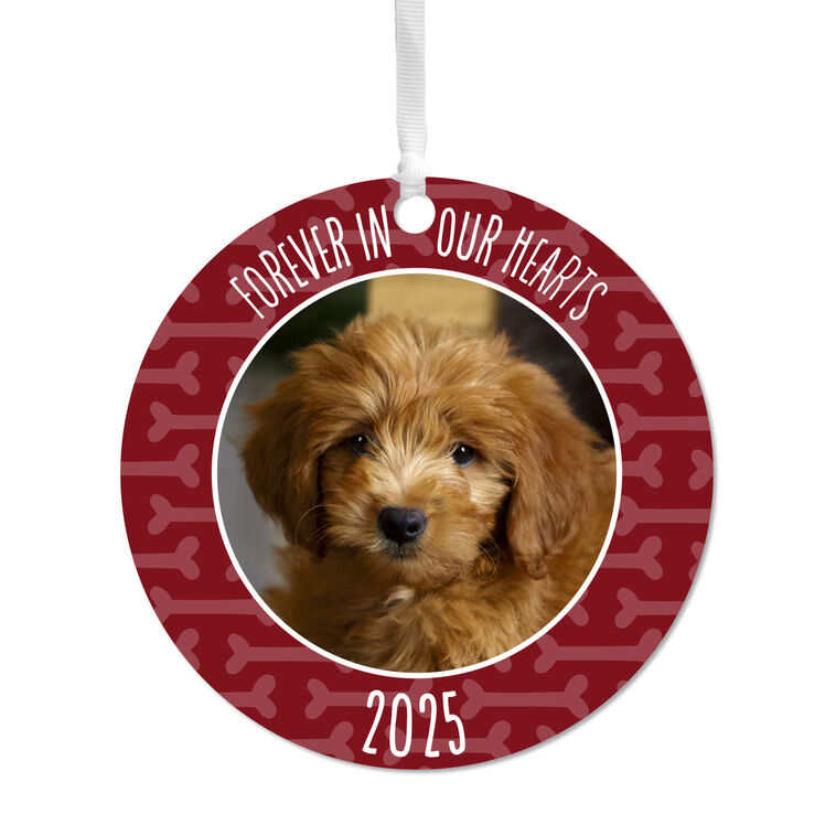 hallmark Pet Memorial Round Metal Personalized Ornament Custom Photo and Text