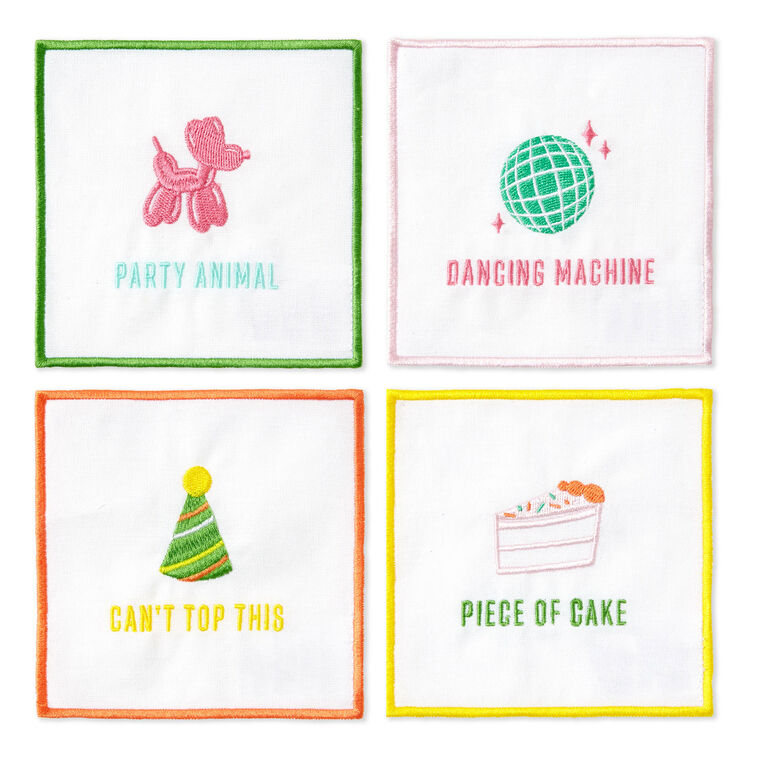 Hallmark Piece Of Cake Assorted Fabric Beverage Napkins Set Of 4