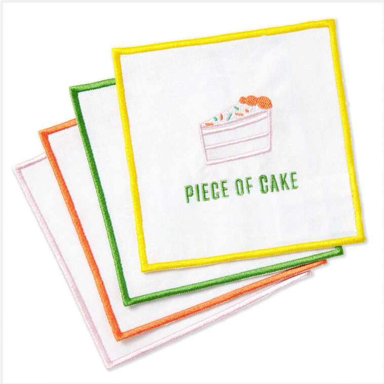 hallmark Piece of Cake Assorted Fabric Beverage Napkins Set of 4