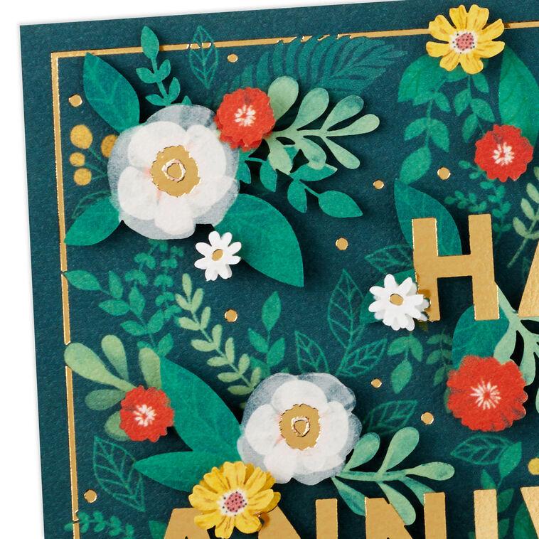Hallmark Pink And Coral Flowers With Greenery Anniversary Card For Spouse