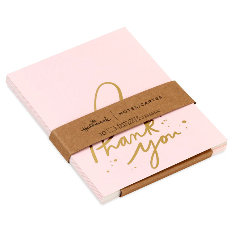 hallmark Pink and Gold Blank Thank You Notes Pack of 10