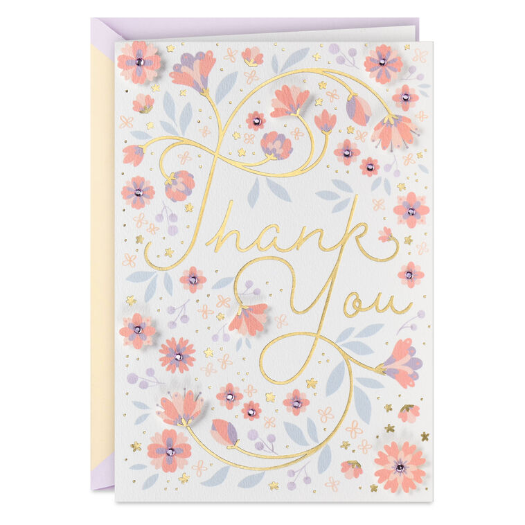 hallmark Pink and Purple Flowers So Grateful Thank-You Card