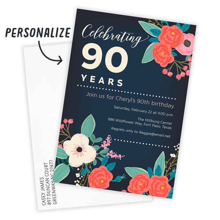 Hallmark Pink Blossoms Milestone Celebration Flat Birthday Invitation