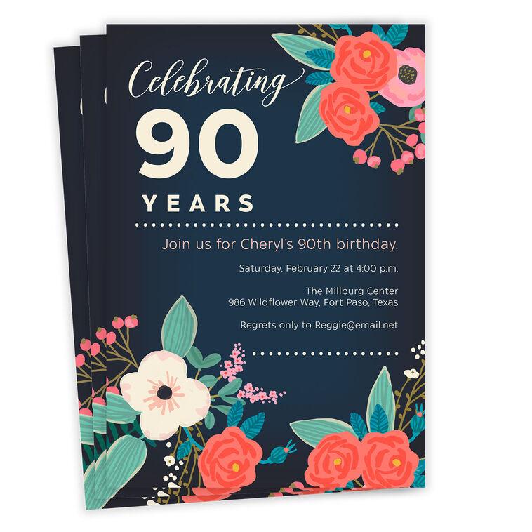 hallmark Pink Blossoms Milestone Celebration Flat Birthday Invitation