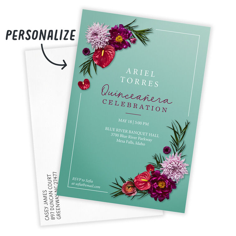 Hallmark Pink Botanicals Flat Quinceañera Invitation
