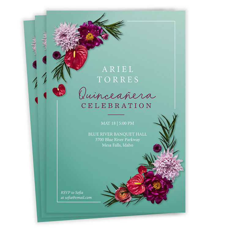 hallmark Pink Botanicals Flat Quinceañera Invitation