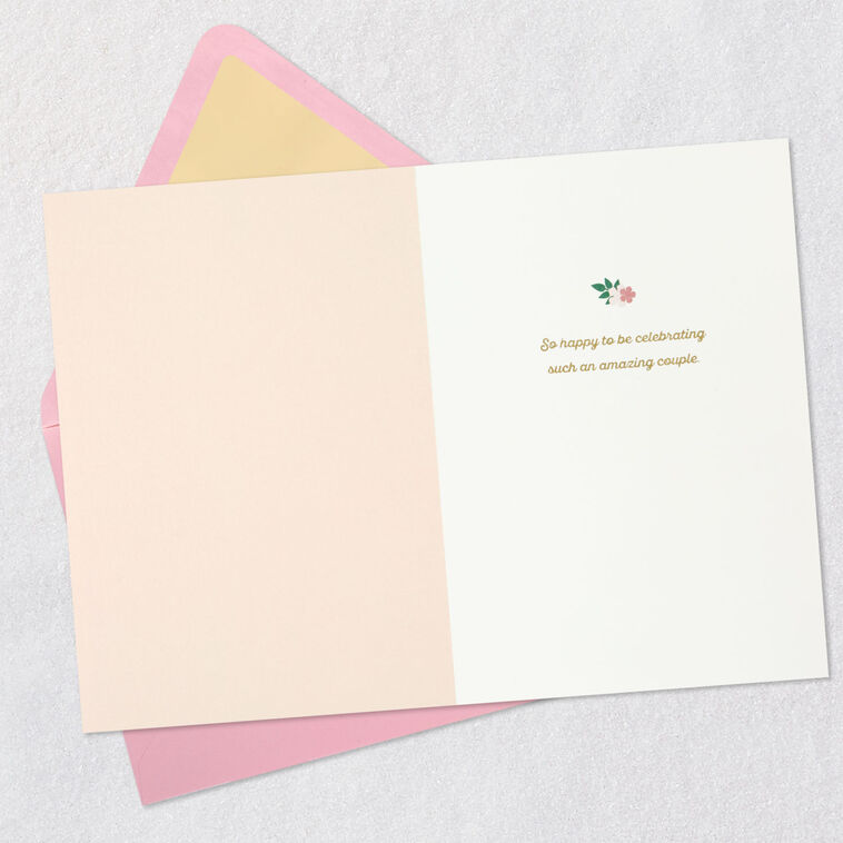 Hallmark Pink Champagne Flutes Quilled Paper Handmade Wedding Card For Couple