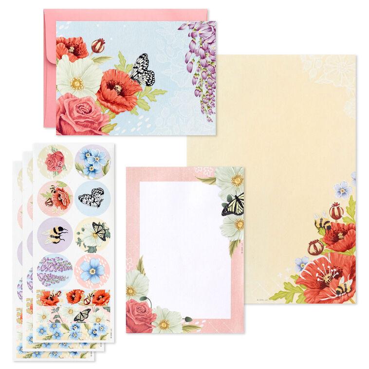 Hallmark Pink Floral Stationery Set And Desk Organizer Box
