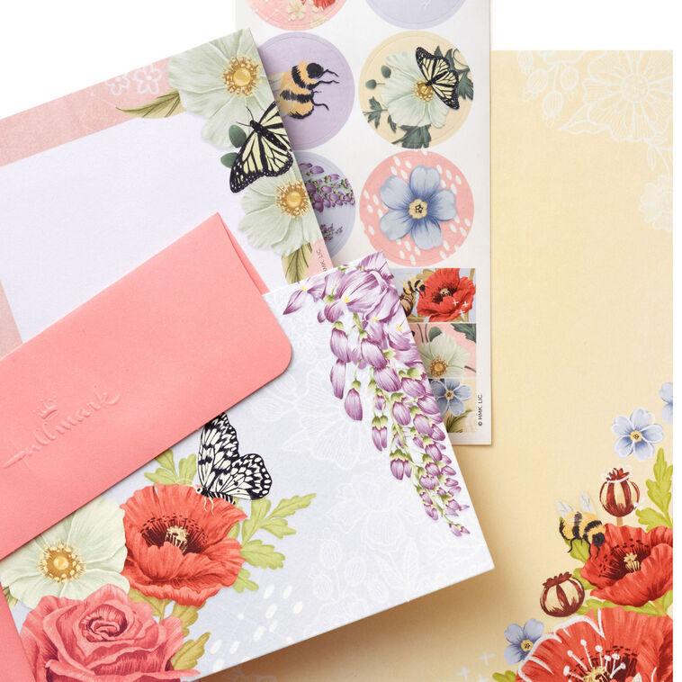 Hallmark Pink Floral Stationery Set And Desk Organizer Box