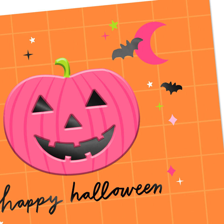 Hallmark Pink Jack-O'-Lantern And Moon Halloween Card