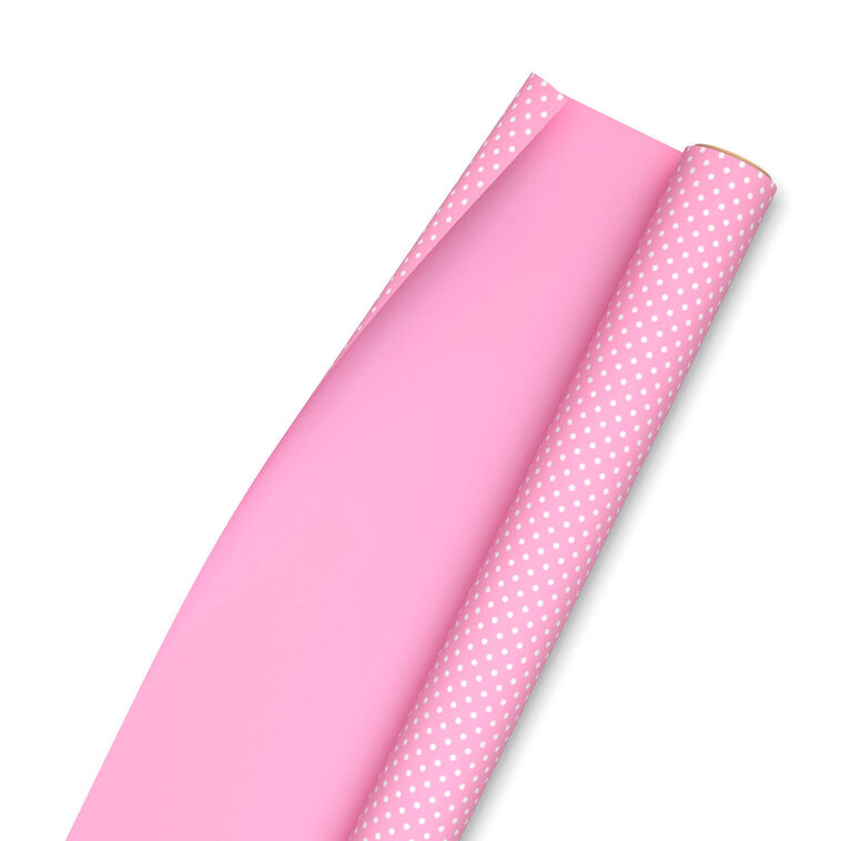 Hallmark Pink/Mini Dots Reversible Wrapping Paper Roll 20 Sq. Ft
