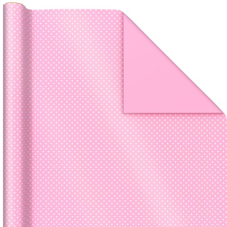hallmark Pink/Mini Dots Reversible Wrapping Paper Roll 20 sq. ft