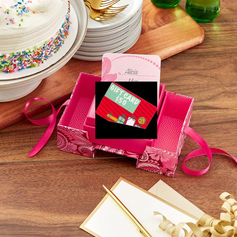 Hallmark Pink Paisley Flowers Gift Card Holder Pop-Up Box