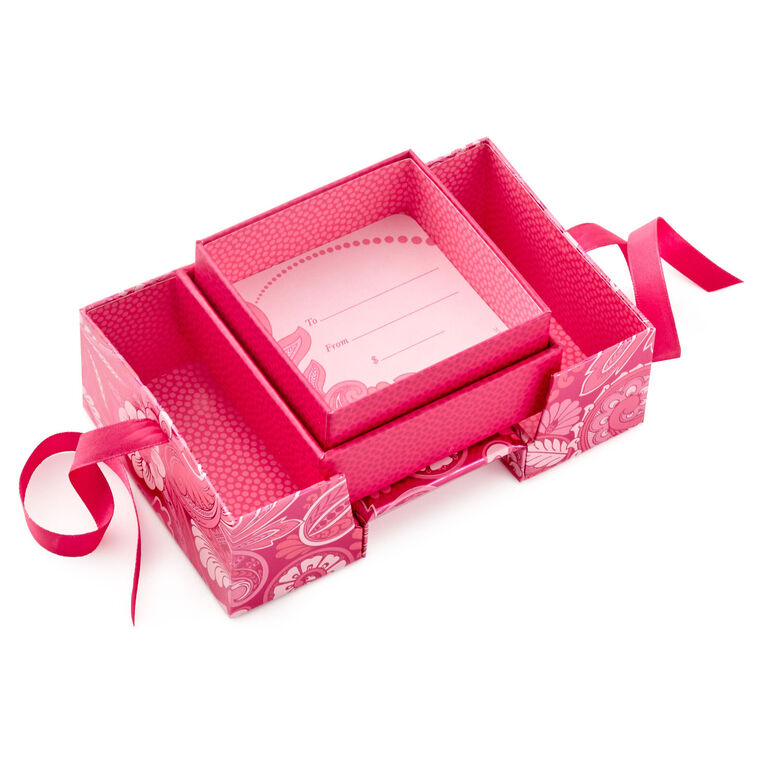 Hallmark Pink Paisley Flowers Gift Card Holder Pop-Up Box