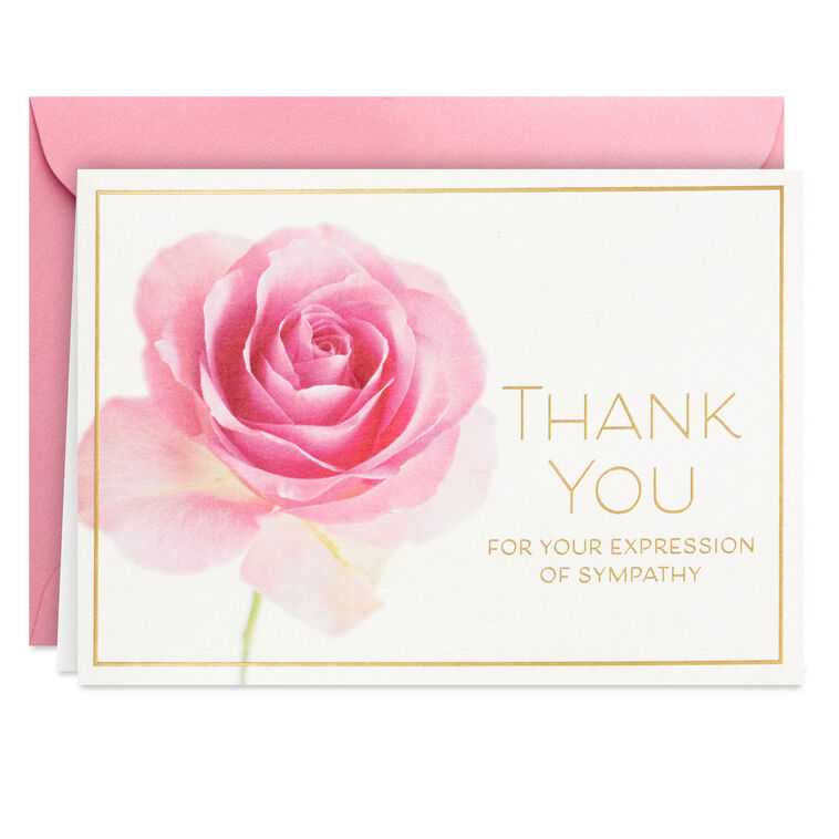 Hallmark Pink Rose Boxed Blank Sympathy Thank-You Notes Pack Of 10