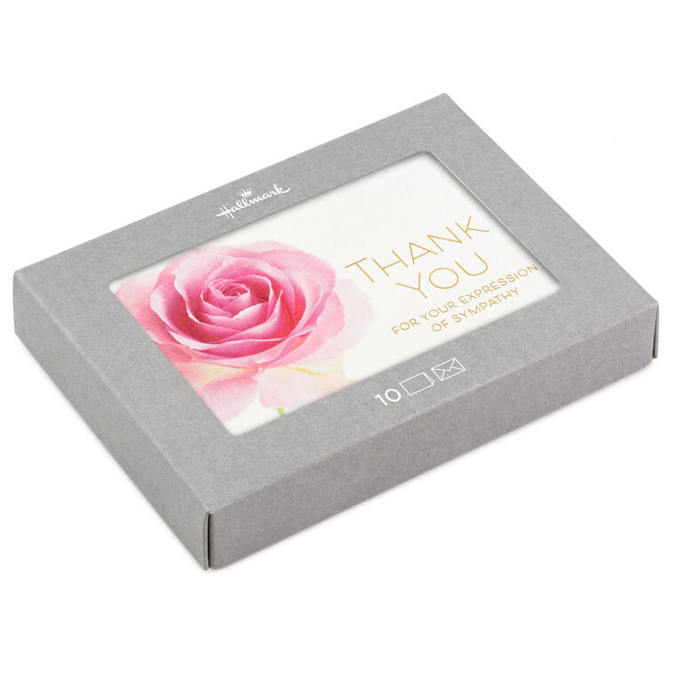 hallmark Pink Rose Boxed Blank Sympathy Thank-You Notes Pack of 10