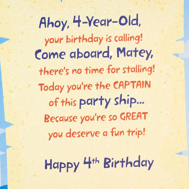 Hallmark Pirate Ship Party 4th Birthday Card For Kids