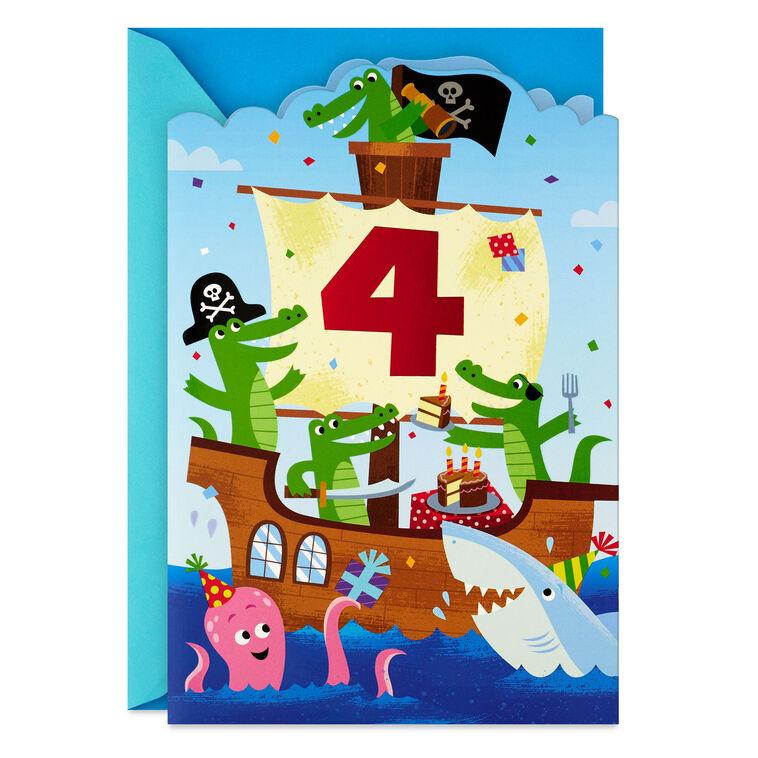 hallmark Pirate Ship Party 4th Birthday Card for Kids