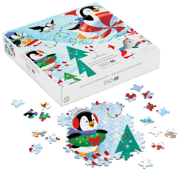 Hallmark Playful Penguins Season's Sleddings 550-Piece Jigsaw Puzzle