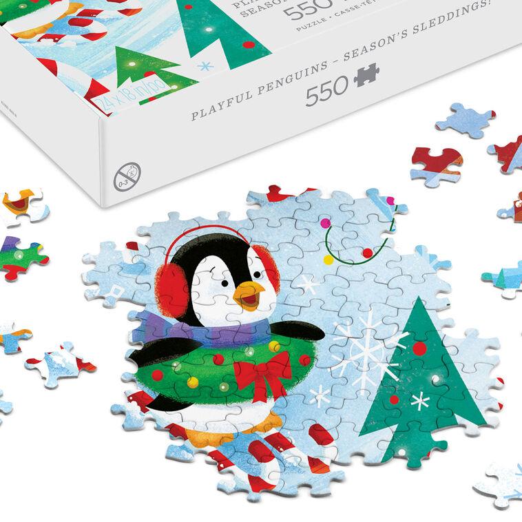 Hallmark Playful Penguins Season's Sleddings 550-Piece Jigsaw Puzzle