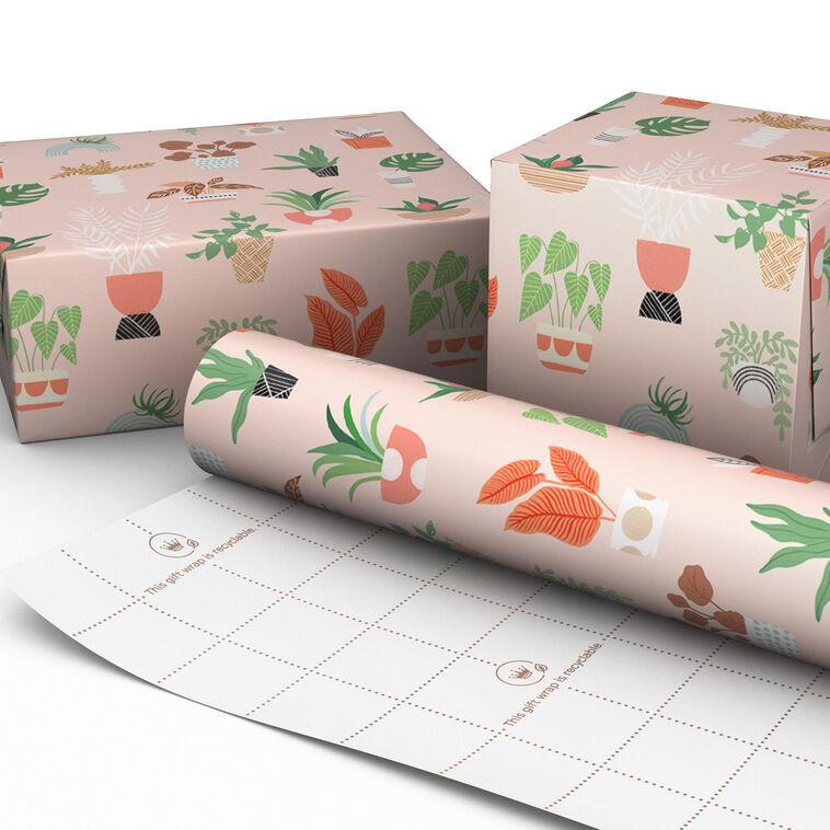 Hallmark Potted Plants On Pink Wrapping Paper 20 Sq. Ft