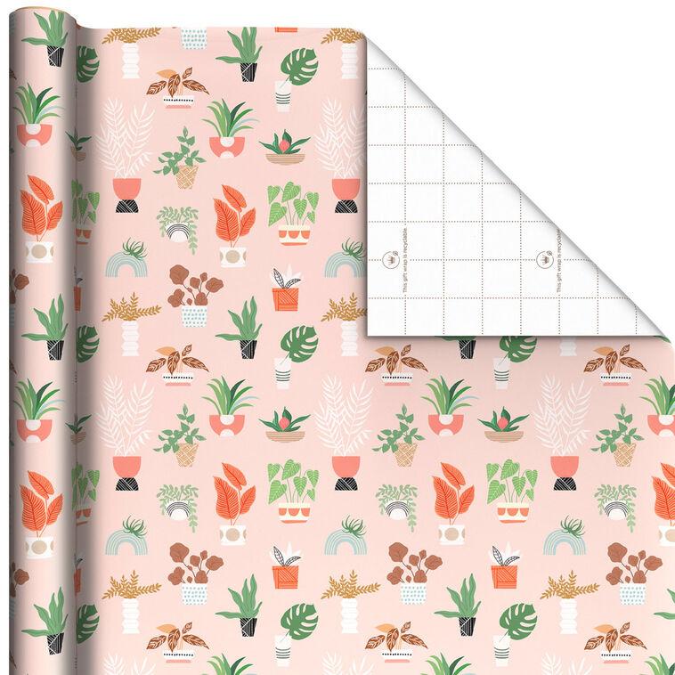 hallmark Potted Plants on Pink Wrapping Paper 20 sq. ft