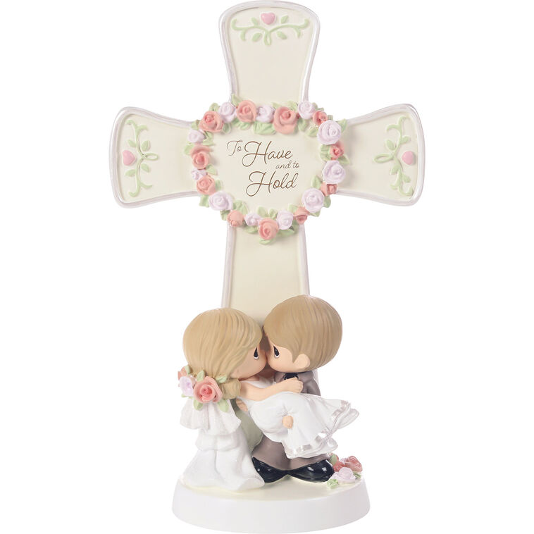 hallmark Precious Moments To Have and To Hold Wedding Cross Figurine 6.75"
