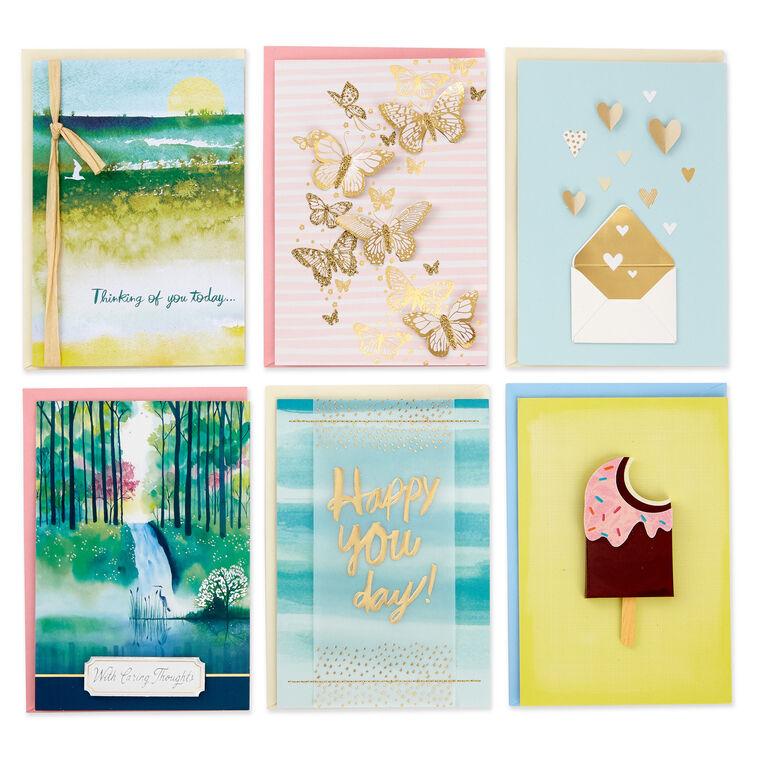 Hallmark Premium Assorted Handmade All-Occasion Cards In Leaf Print Organizer Box Of 24